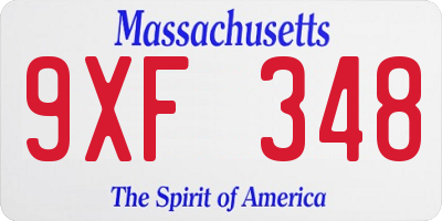 MA license plate 9XF348