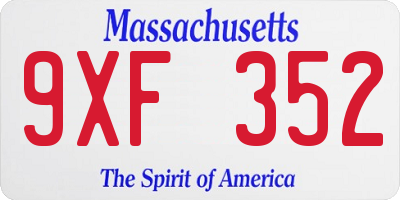 MA license plate 9XF352