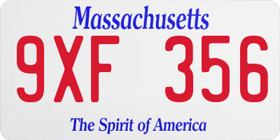 MA license plate 9XF356