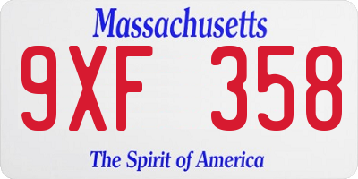 MA license plate 9XF358