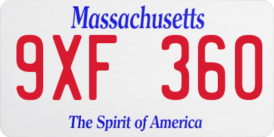 MA license plate 9XF360