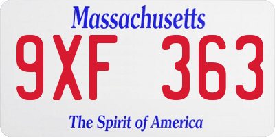 MA license plate 9XF363
