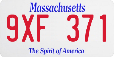 MA license plate 9XF371