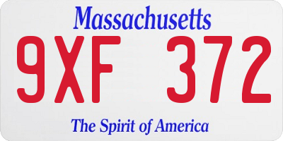 MA license plate 9XF372