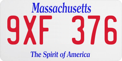 MA license plate 9XF376