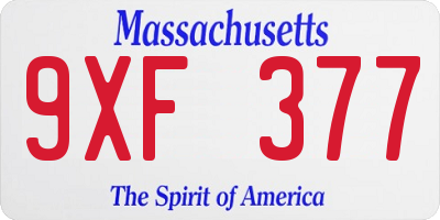 MA license plate 9XF377
