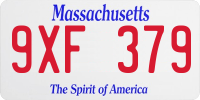 MA license plate 9XF379