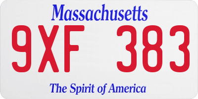 MA license plate 9XF383