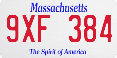 MA license plate 9XF384