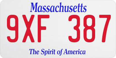 MA license plate 9XF387