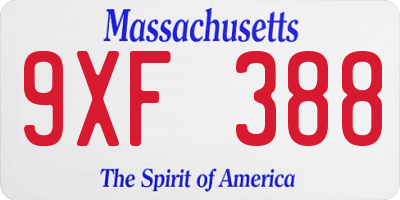 MA license plate 9XF388