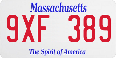 MA license plate 9XF389