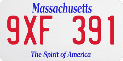 MA license plate 9XF391