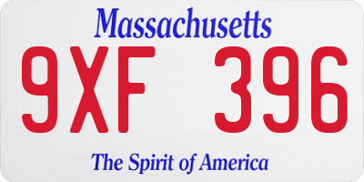 MA license plate 9XF396