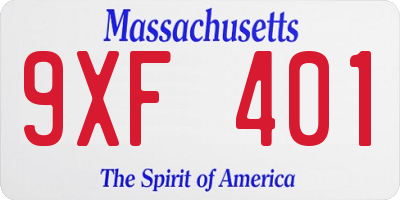 MA license plate 9XF401