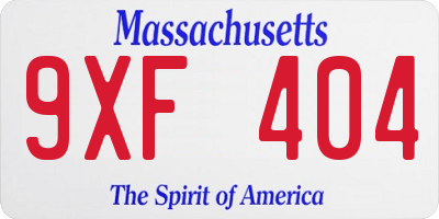 MA license plate 9XF404