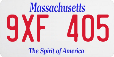 MA license plate 9XF405