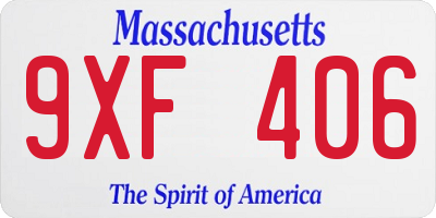 MA license plate 9XF406