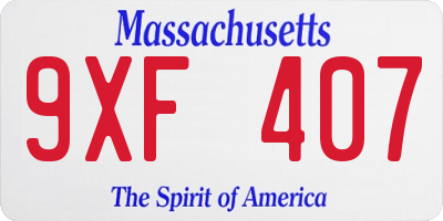 MA license plate 9XF407