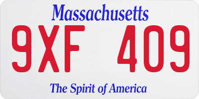 MA license plate 9XF409