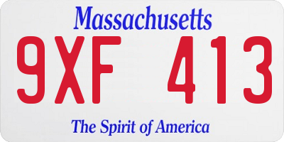 MA license plate 9XF413