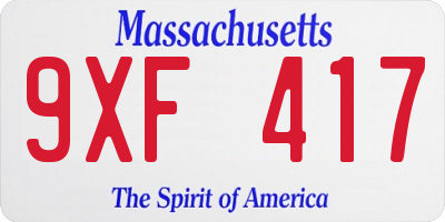 MA license plate 9XF417