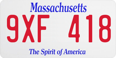 MA license plate 9XF418