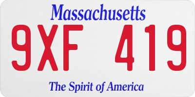 MA license plate 9XF419