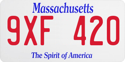 MA license plate 9XF420