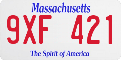 MA license plate 9XF421