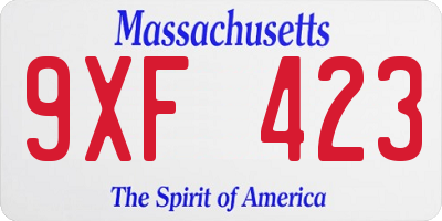 MA license plate 9XF423