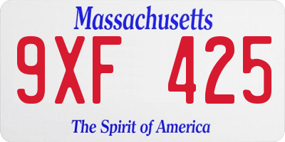 MA license plate 9XF425