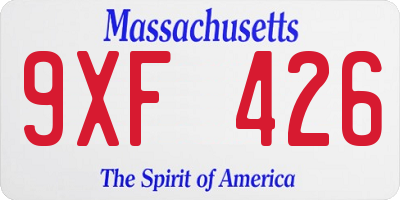 MA license plate 9XF426