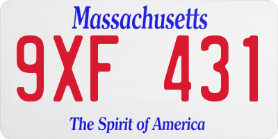 MA license plate 9XF431