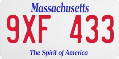 MA license plate 9XF433