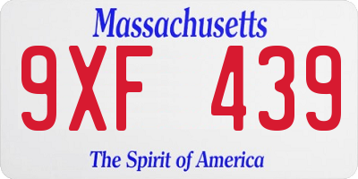 MA license plate 9XF439