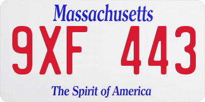 MA license plate 9XF443
