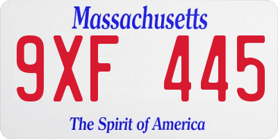 MA license plate 9XF445