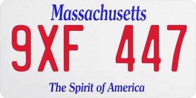 MA license plate 9XF447