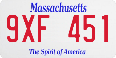 MA license plate 9XF451