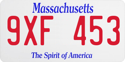 MA license plate 9XF453