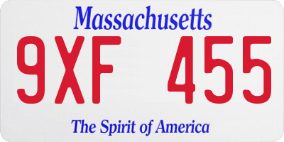 MA license plate 9XF455