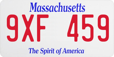MA license plate 9XF459