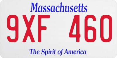 MA license plate 9XF460