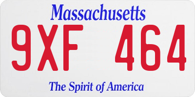 MA license plate 9XF464