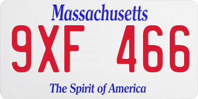 MA license plate 9XF466