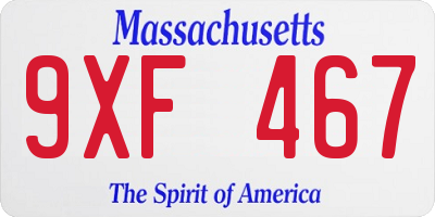 MA license plate 9XF467