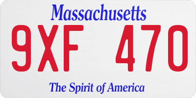 MA license plate 9XF470
