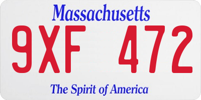 MA license plate 9XF472