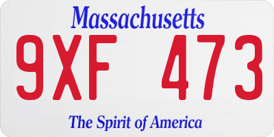 MA license plate 9XF473